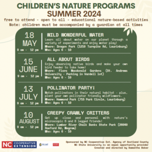 Cover photo for Children’s Nature Programs - Summer Schedule 2024